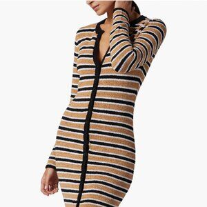 Joie Omer Stripe Long Sleeve Midi Sweater Dress Size M